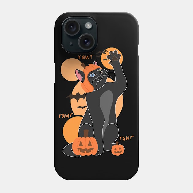 HALLOWEEN PUMPKIN BLACK CAT Phone Case by ulricartistic