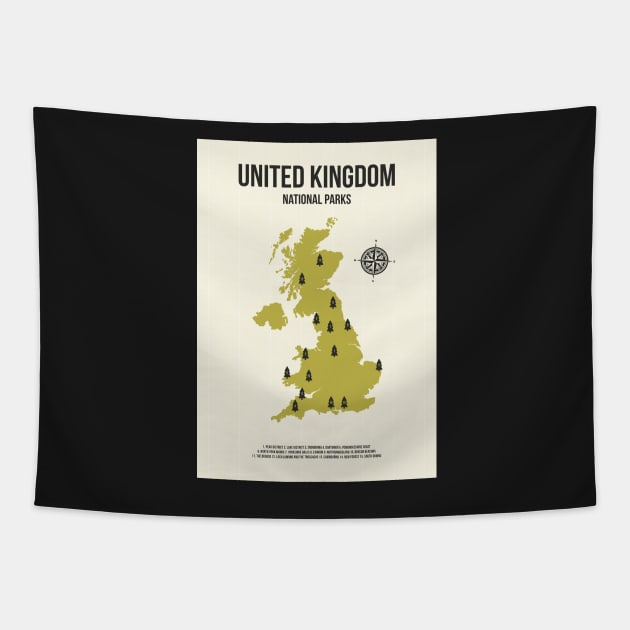 United Kingdom National Parks Map Tapestry by jornvanhezik