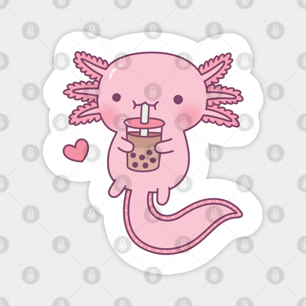 Cute Axolotl Loves Boba Tea Magnet by rustydoodle