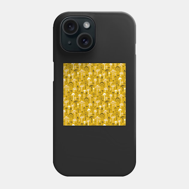 Mushrooms in Yellow Phone Case by CajaDesign