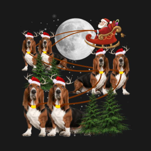 Cute Basset Hound Reindeer Sled Christmas Tree Basset Hound Dog Lover