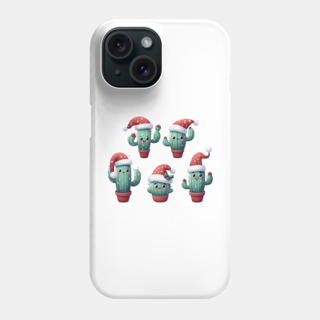 Cute Christmas Cactus Illustration Phone Case by Dmytro