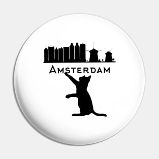 Amsterdam Skyline Cat cat lovers Pin