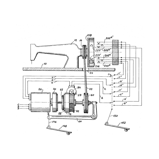 Driving Arrangements for Sewing Machine Vintage Patent Hand Drawing by TheYoungDesigns