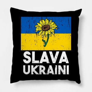 Slava Ukraini Glory to Ukraine Flag Pillow