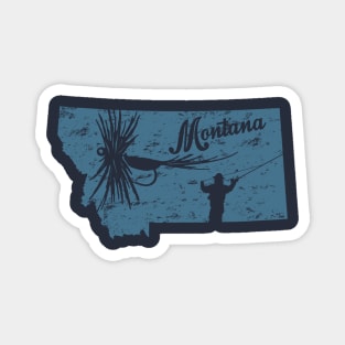 Distressed Big Fly Fishing Montana Navy Magnet