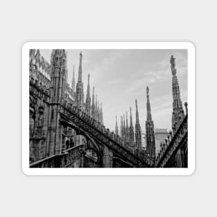 Black and White Milan Cathedral, Italy, Photography Magnet