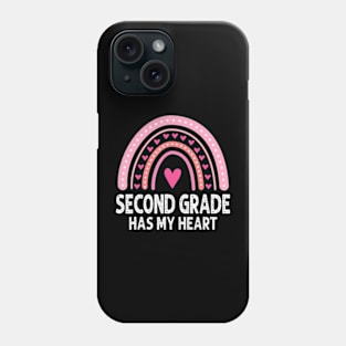 2nd Second Grade Has My Heart Rainbow Valentines Day Teacher Phone Case