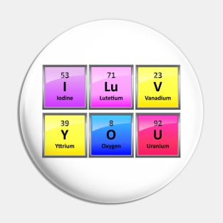 I LuV YOU in Periodic Table Element Symbols Pin