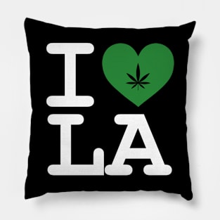 I Love LA Cannabis Medical Marijuana Pot Leaf Design Pillow