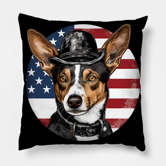 Patriotic Basenji Pillow by NatashaCuteShop