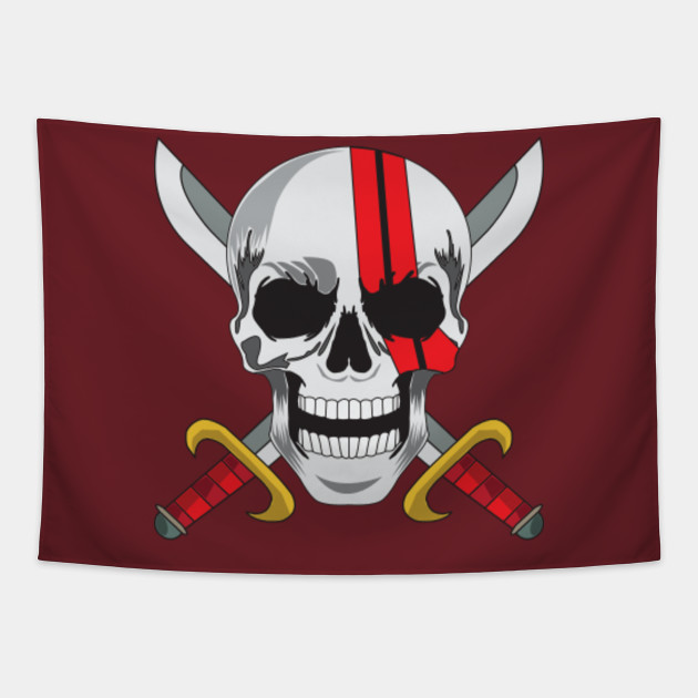 Red Hair Pirates Jolly Roger Tengkorak One Piece Tapestry Teepublic