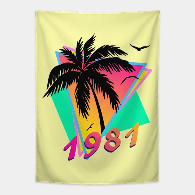 1981 Tropical Sunset Tapestry by Nerd_art