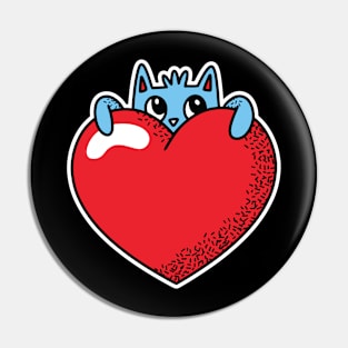 Cute Heart Cat Couple Love Valentines Pin