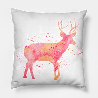 Peachy Pink Deer Watercolor Painting Pillow