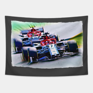 Kimi and Antonio on the race track Tapestry