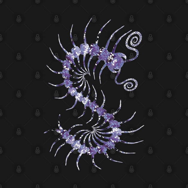 White on Purple Ornate Centipede by IgorAndMore