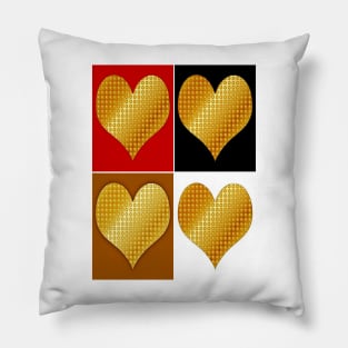 Golden Hearts-Collages Pillow