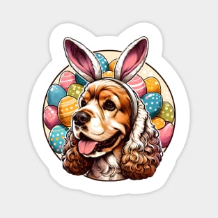 Easter Celebration with English Cocker Spaniel in Bunny Ears Magnet