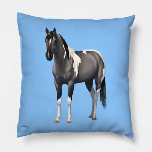 Gray Pinto Quarter Horse Grulla Paint Stallion Pillow