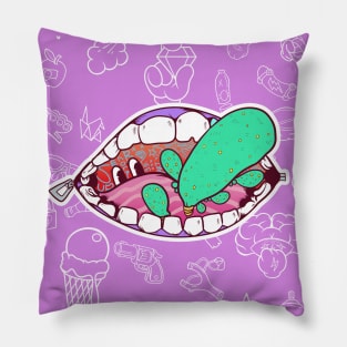 Dope taste of the mouth cartoon illustration Pillow