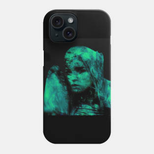 Beautiful girl, warrior with a shield, knight. Dark but beautiful. Blue and green. Phone Case