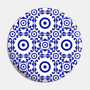 Porcelain Mediterranean Greek Chinese Asian Pattern Blue White Pin