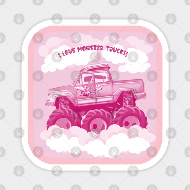 Pink Version I  Love Monster Trucks Image Magnet by The Friendly Introverts