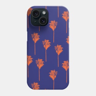 Vintage palm trees orange on blue Phone Case