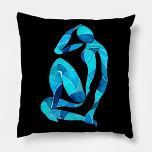 Female model in shades of blue Pillow