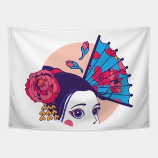 Japanese Geisha and Fan Tapestry