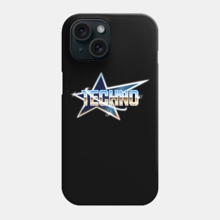 TECHNO  - Y2K Metallic Star (blue/tan) Phone Case