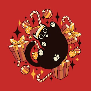 Xmas Kawaii Black Kitten by Tobe Fonseca T-Shirt