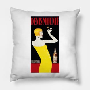 DENIS MOUNIE Vintage French Wines Alcoholic Art Deco Style Advertisement Pillow