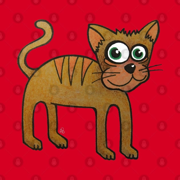 Cartoon Kitty - A Funny Cat with Big Green Eyes by Elinaana