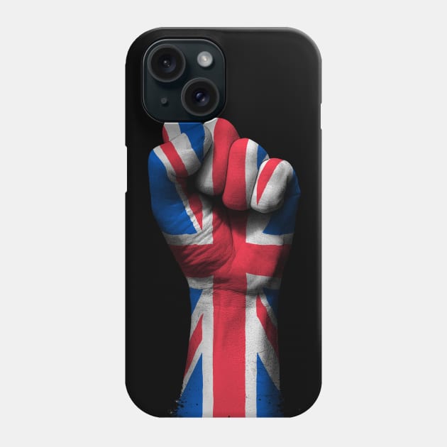 Flag of United Kingdom on a Raised Clenched Fist Phone Case by jeffbartels