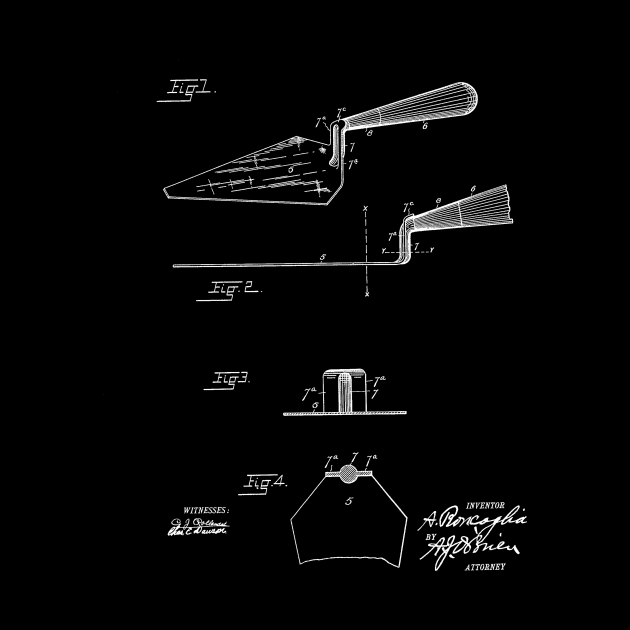 mason’s trowel Vintage Patent Hand Drawing by TheYoungDesigns