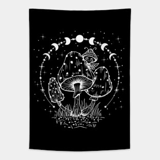 Mushroom Faerie with Moon Phases Tapestry