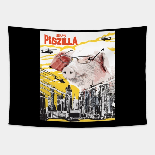 Pigzilla Funny Pigs Farm Poultry Farmer Gifts Tapestry by Essinet