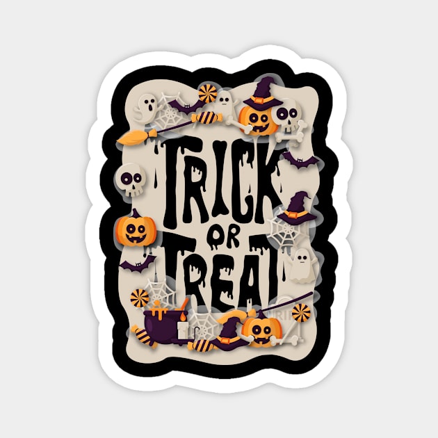 Trick or Treat Ghosts and Goblins Magnet by The Lucid Frog