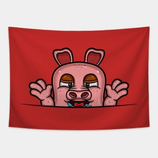 Pig Cartoon With Hungry Face Expression Tapestry