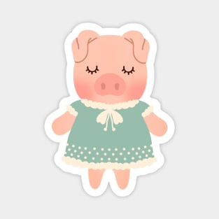 Cute little Pig kawaii in a dress Magnet