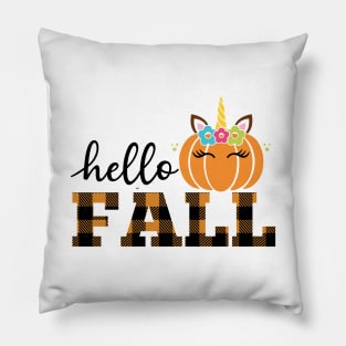 Say Hello Fall with a Unicorn Attitude (light bg) Pillow