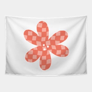 Checker Board Flower - coral and peach Tapestry