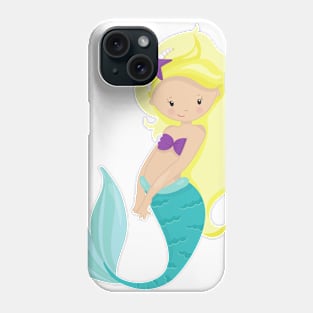 Cute Mermaid, Little Mermaid, Blonde Hair, Star Phone Case