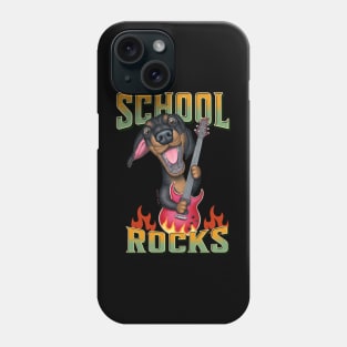 Teacher on fire with Doxie Dog Dachshund on a School Rocks tee Phone Case