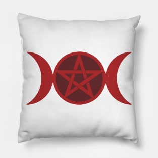 Red Triple Moon Pentagram Pillow