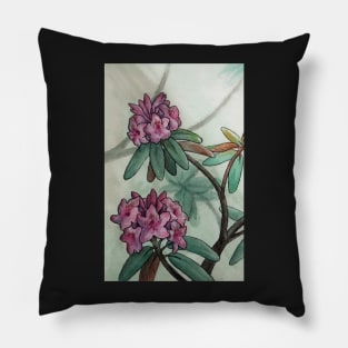 Watercolor Rhododendron Blooms Pillow