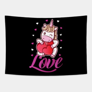 Unicorn Love Heart Valentine's Day Tapestry