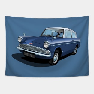 Ford Anglia in Ambassador Blue Tapestry